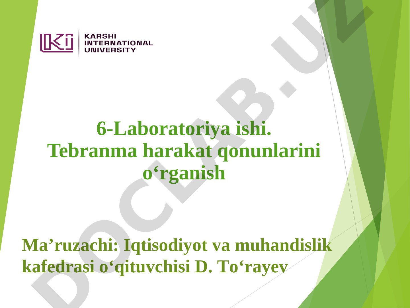 Tebranma harakat qonunlarini o‘rganish