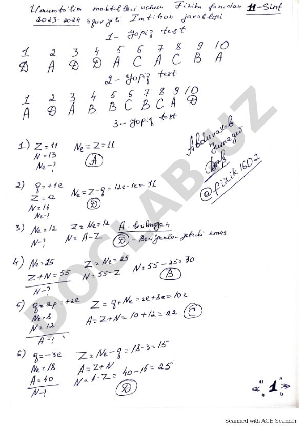 ACE Scanner bilan skanerlangan hujjat