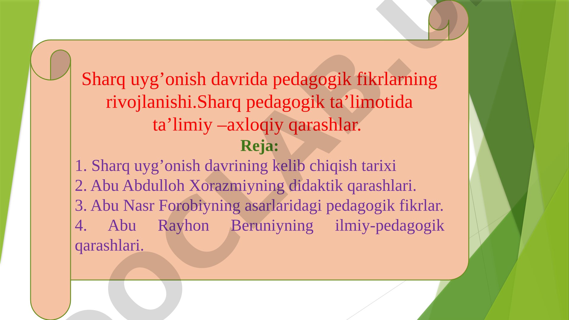 Sharq uyg'onish davrida pedagogik fikrlarning rivojlanishi