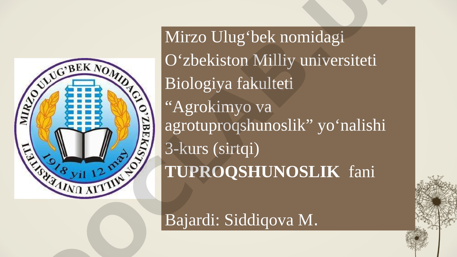 Orol dengizi qurigan qismi tuproqlari