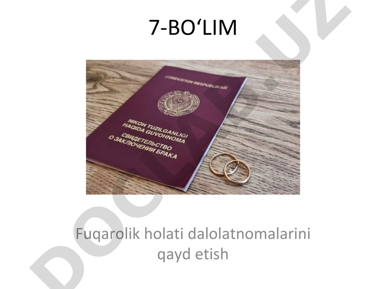 Fuqarolik holati dalolatnomalarini qayd etish