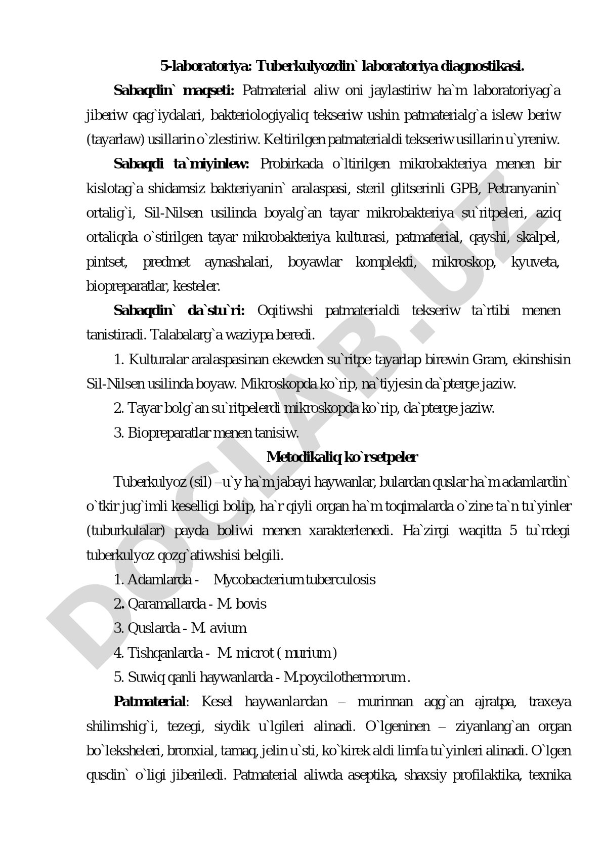 Tuberkulyozdin laboratoriya diagnostikasi