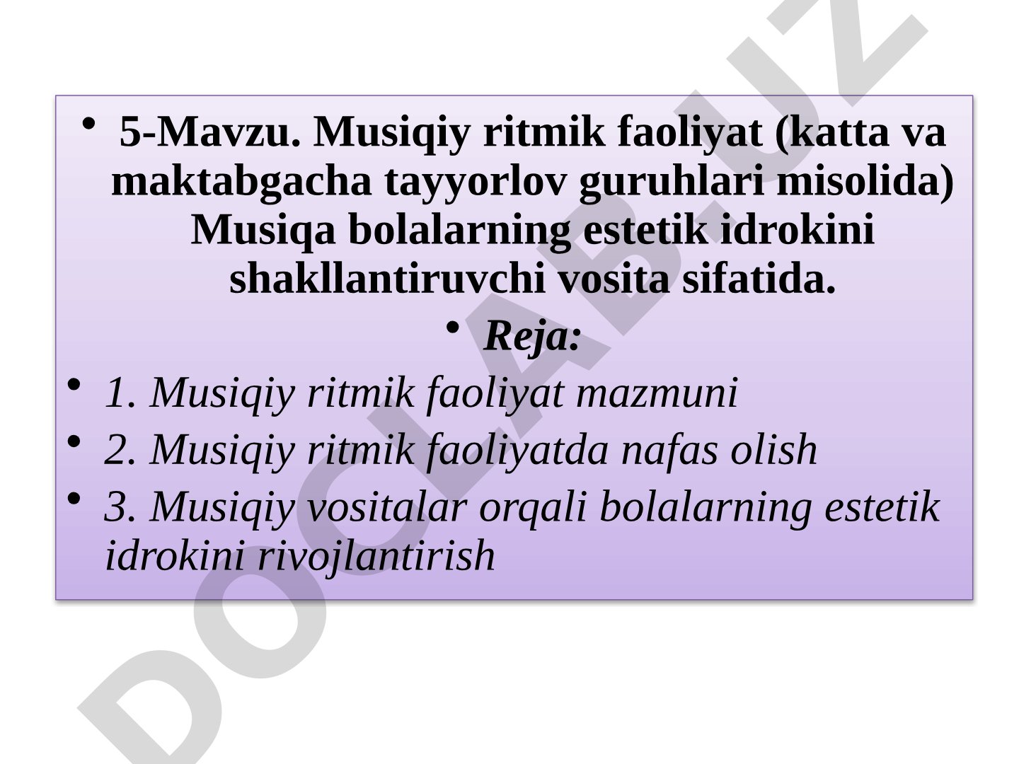 Musiqiy ritmik faoliyat (katta va maktabgacha tayyorlov guruhlari misolida)