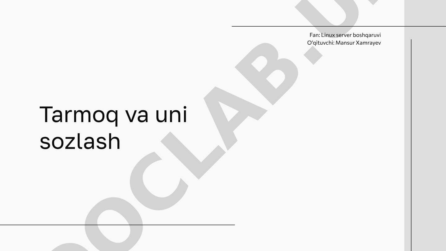 Tarmoq va uni sozlash