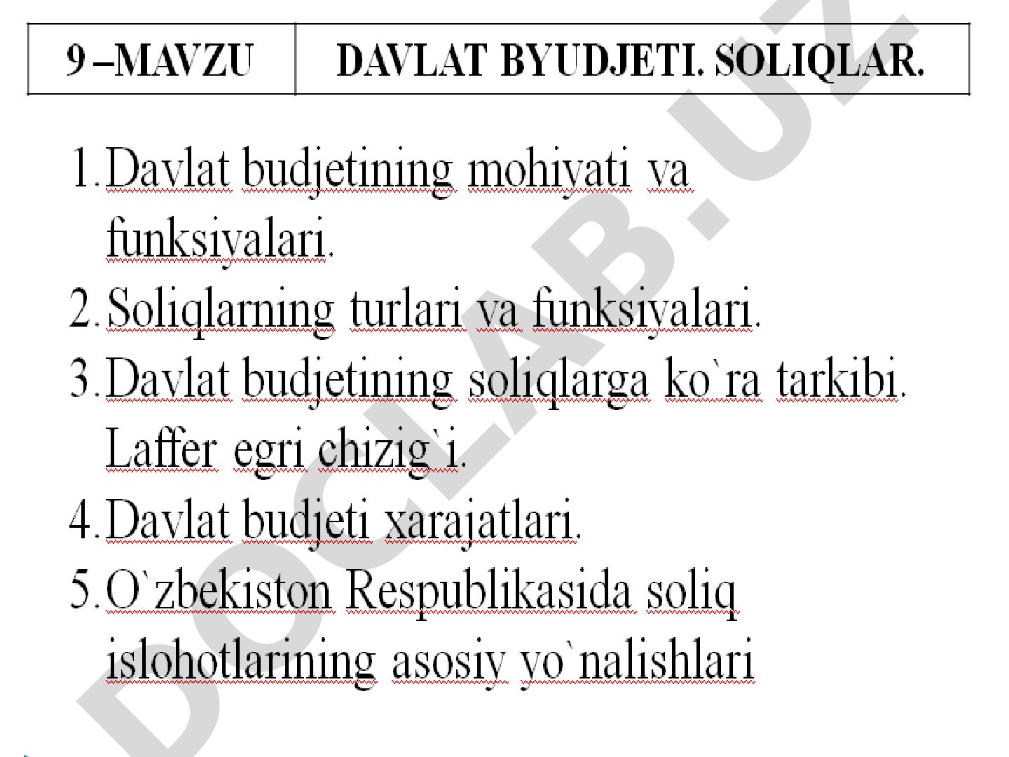 Davlat byudjeti va soliq turlari