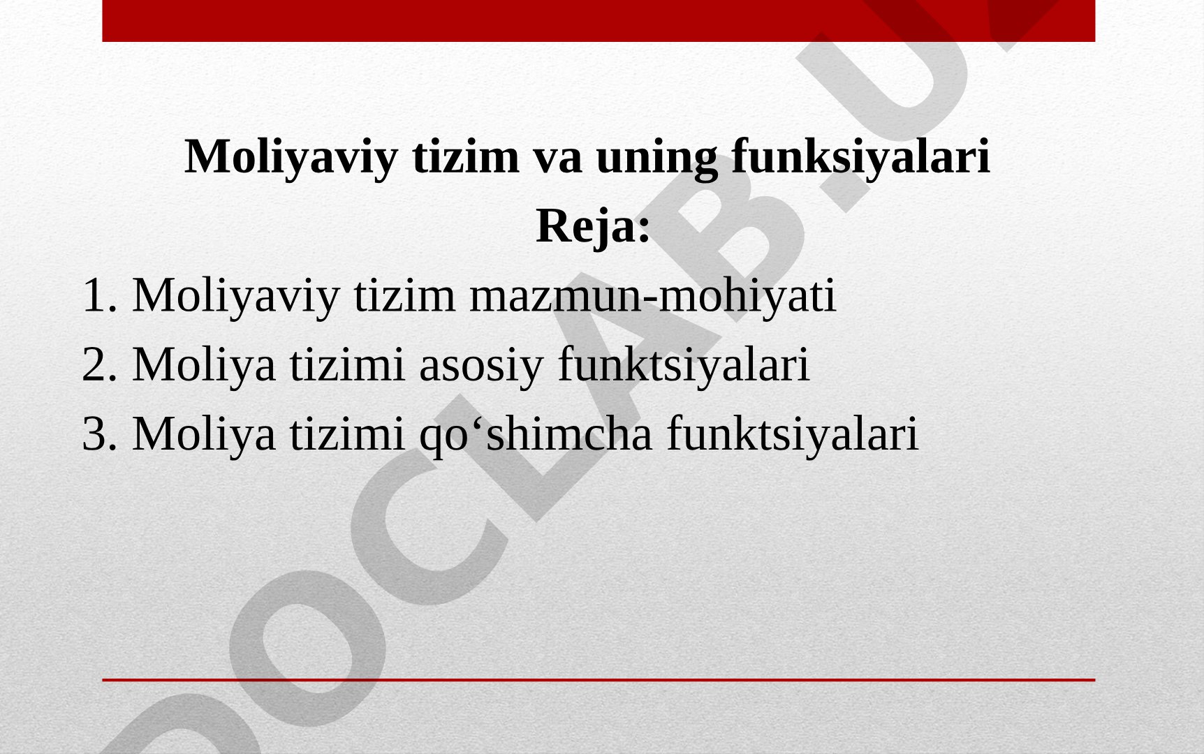Moliyaviy tizim va uning funksiyalari
