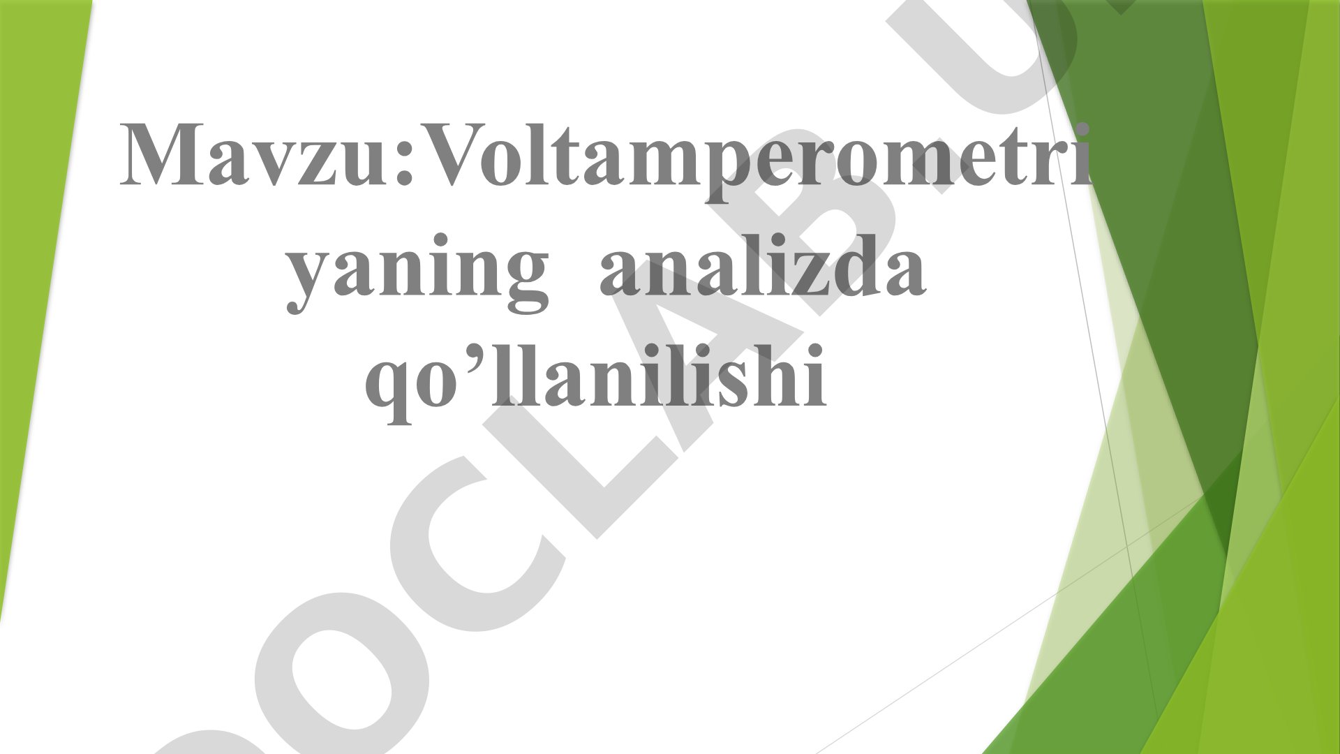 Voltamperometriyaning analizda qo’llanilishi