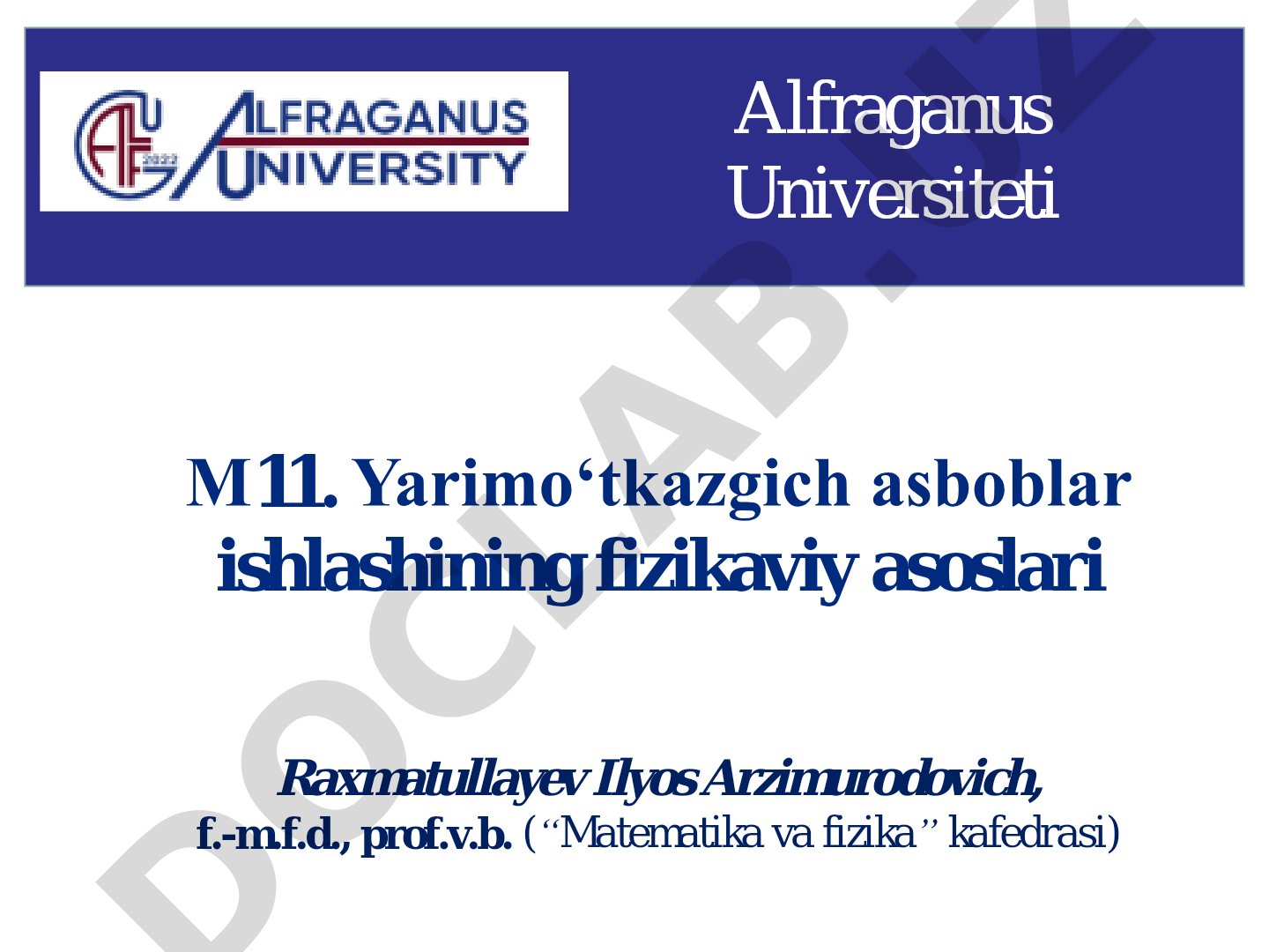 Yarimo‘tkazgich asboblar ishlashining fizikaviy asoslari