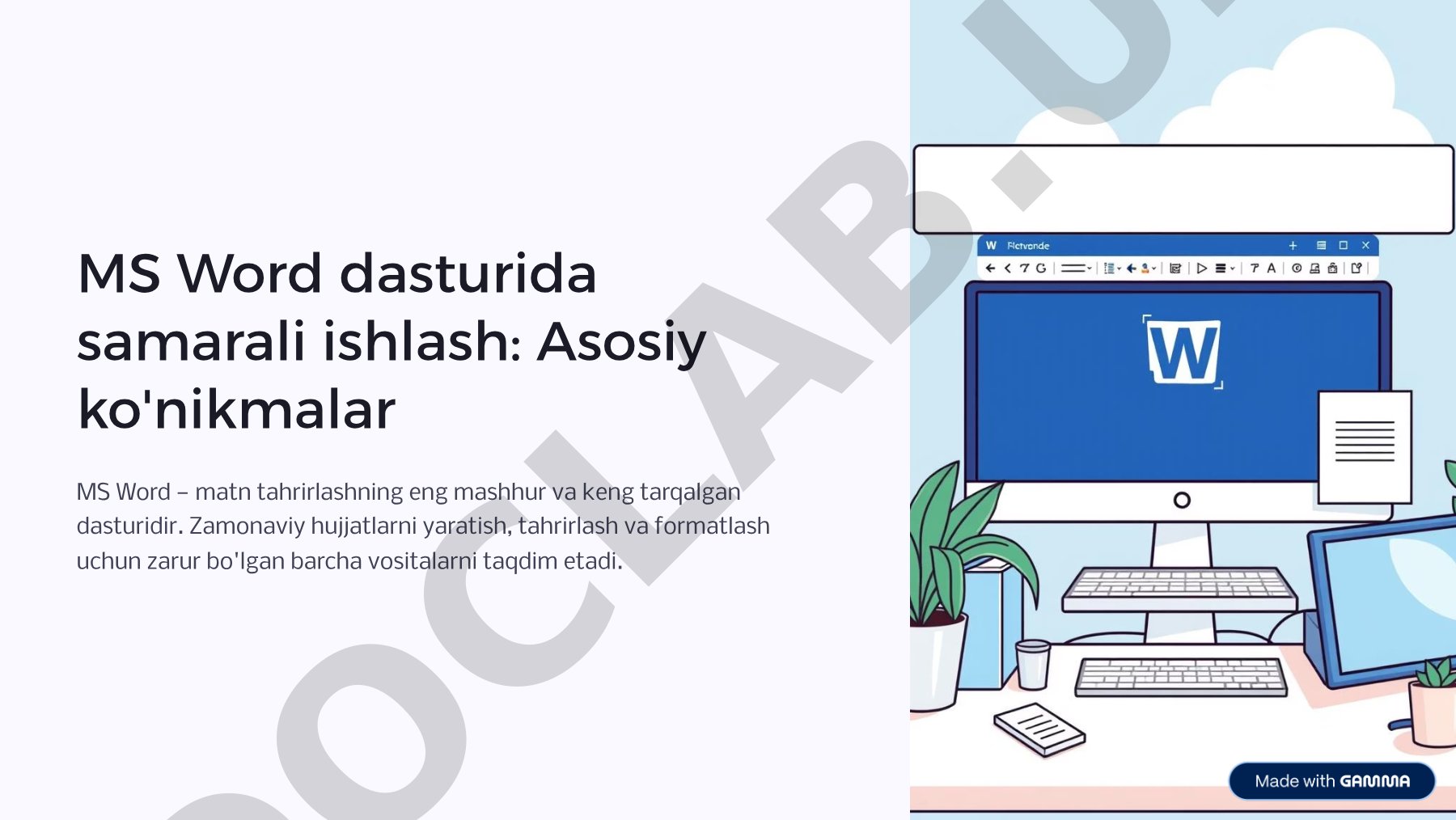 MS Word dasturida samarali ishlash: Asosiy ko'nikmalar