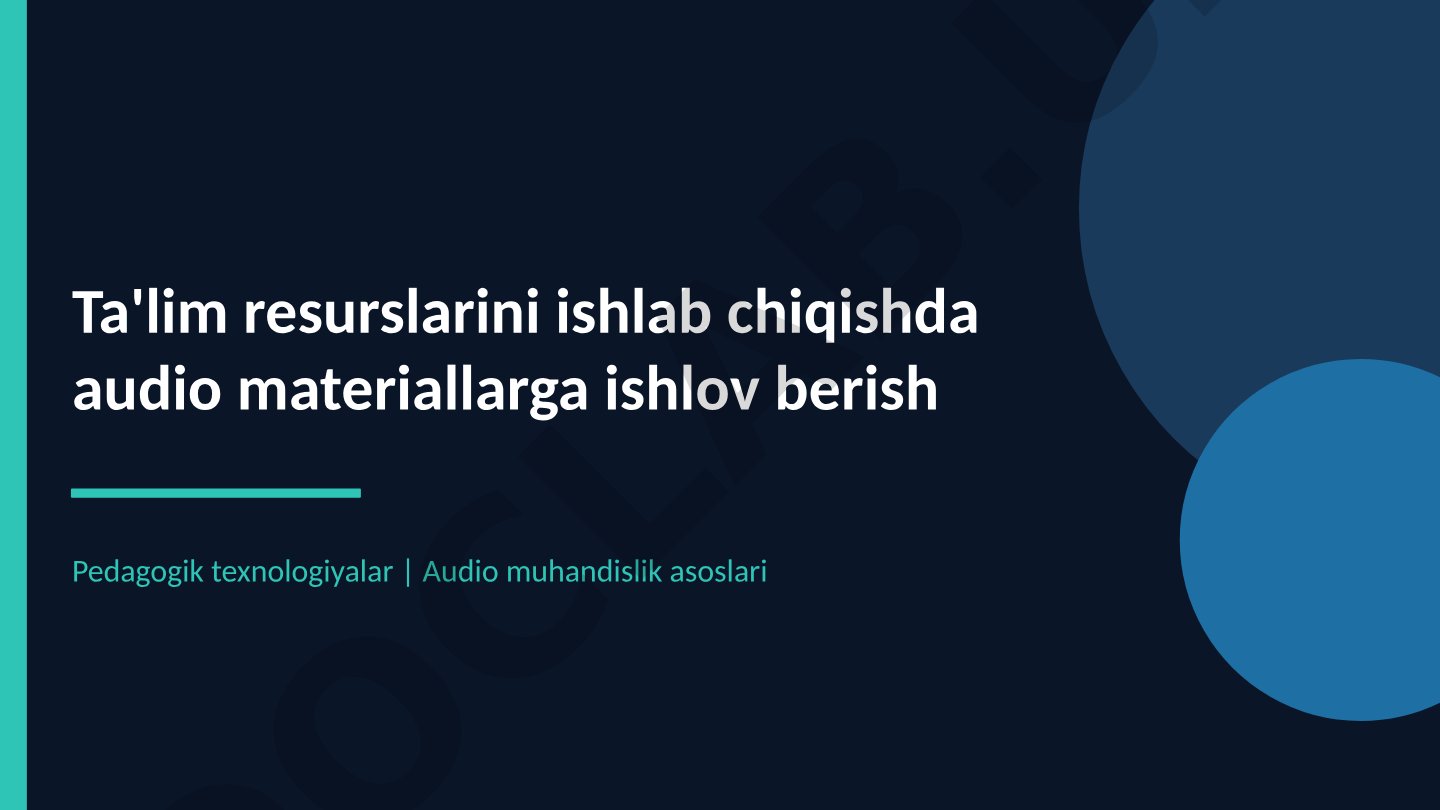 Ta'lim resurslarini ishlab chiqishda audio materiallarga ishlov berish