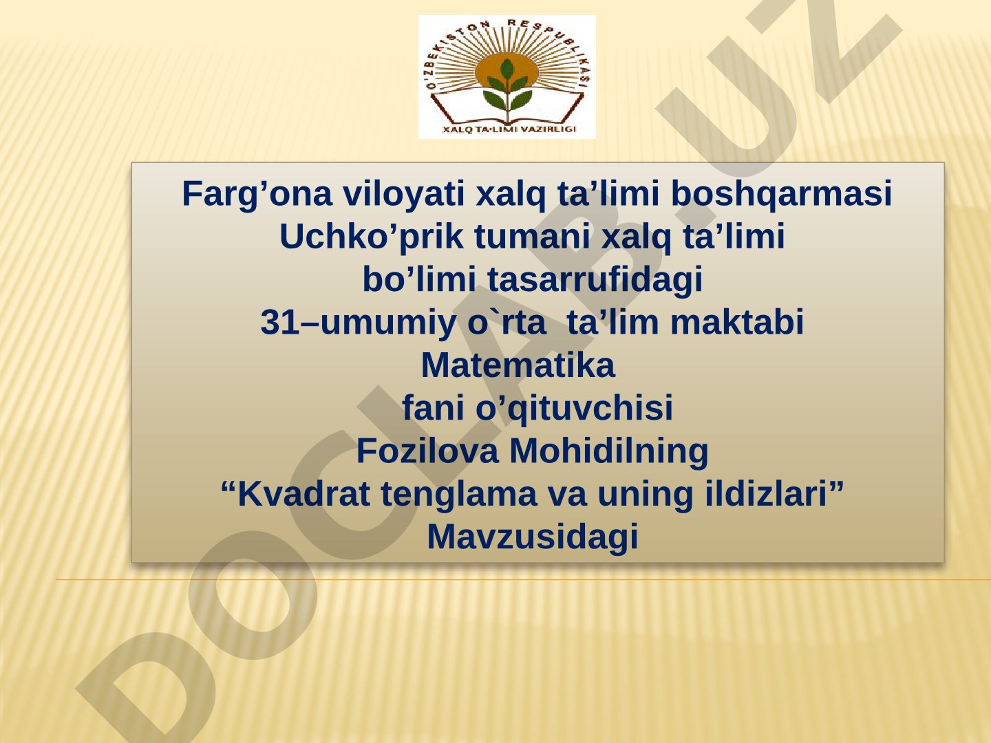 Kvadrat tenglama va uning ildizlari