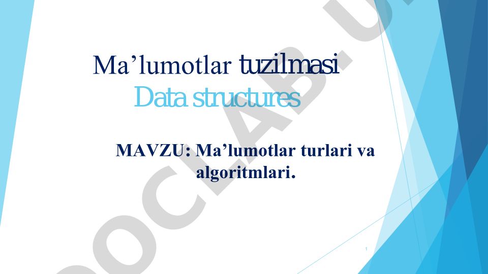 Ma’lumotlar turlari va algoritmlari