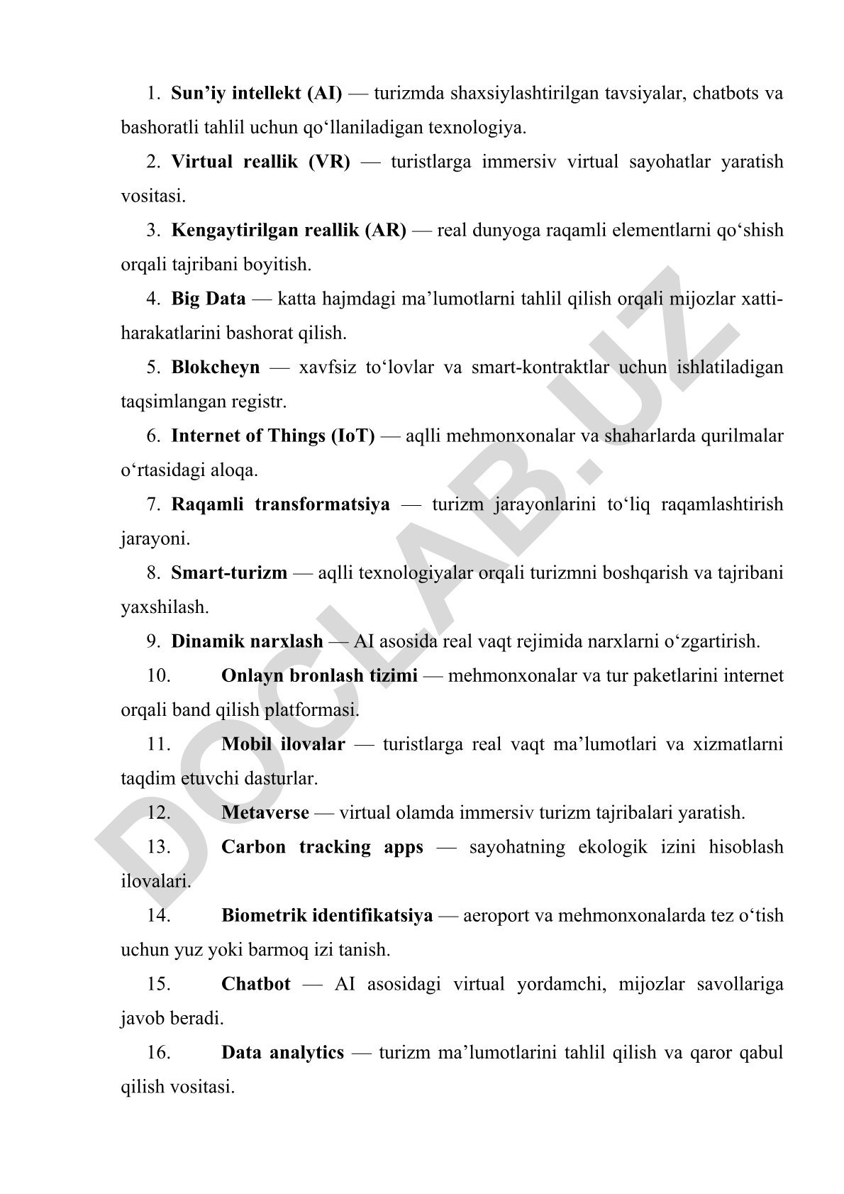Turizmda zamonaviy texnologiyalarning qo'llanilishi