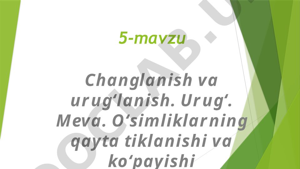 O'simliklarda changlanish, urug'lanish, meva va ko'payish jarayonlari