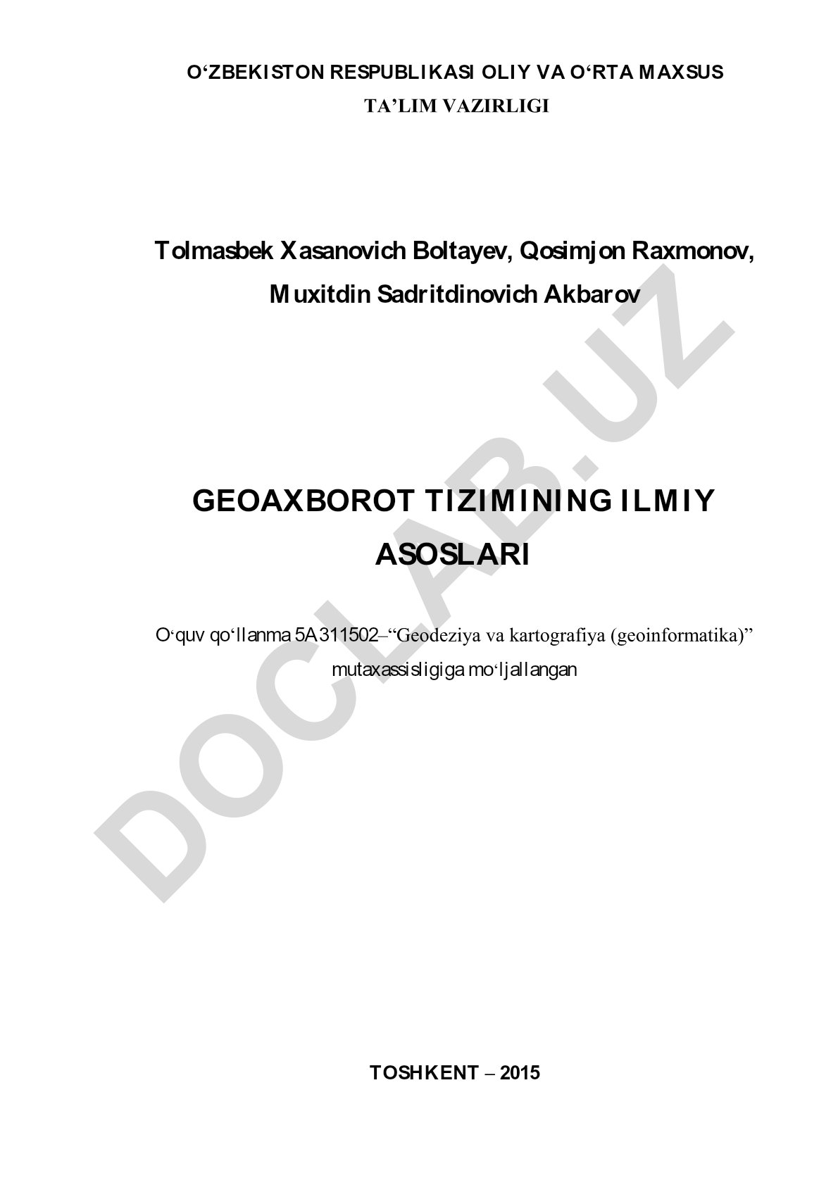 Geoaxborot tizimining ilmiy asoslari