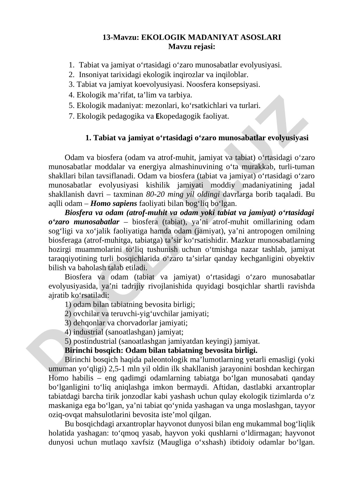 Ekologik madaniyat asoslari