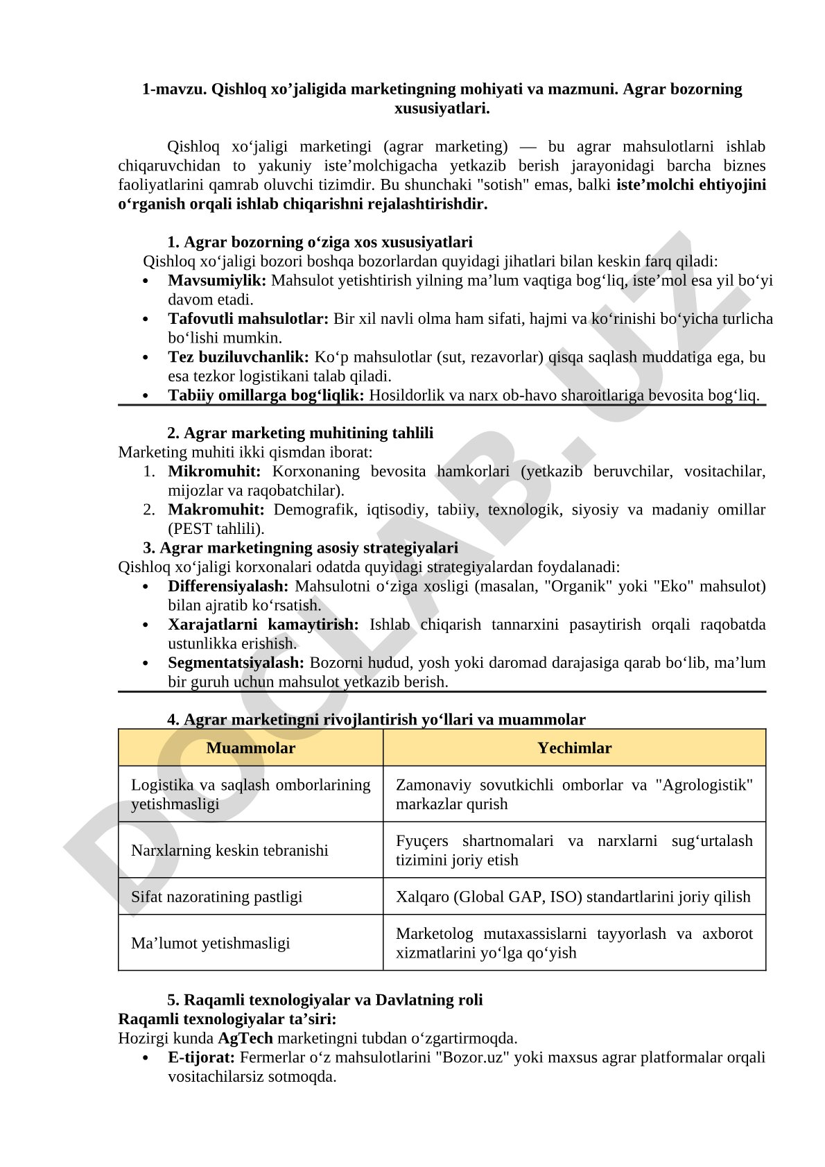 Qishloq xo’jaligida marketingning mohiyati va mazmuni