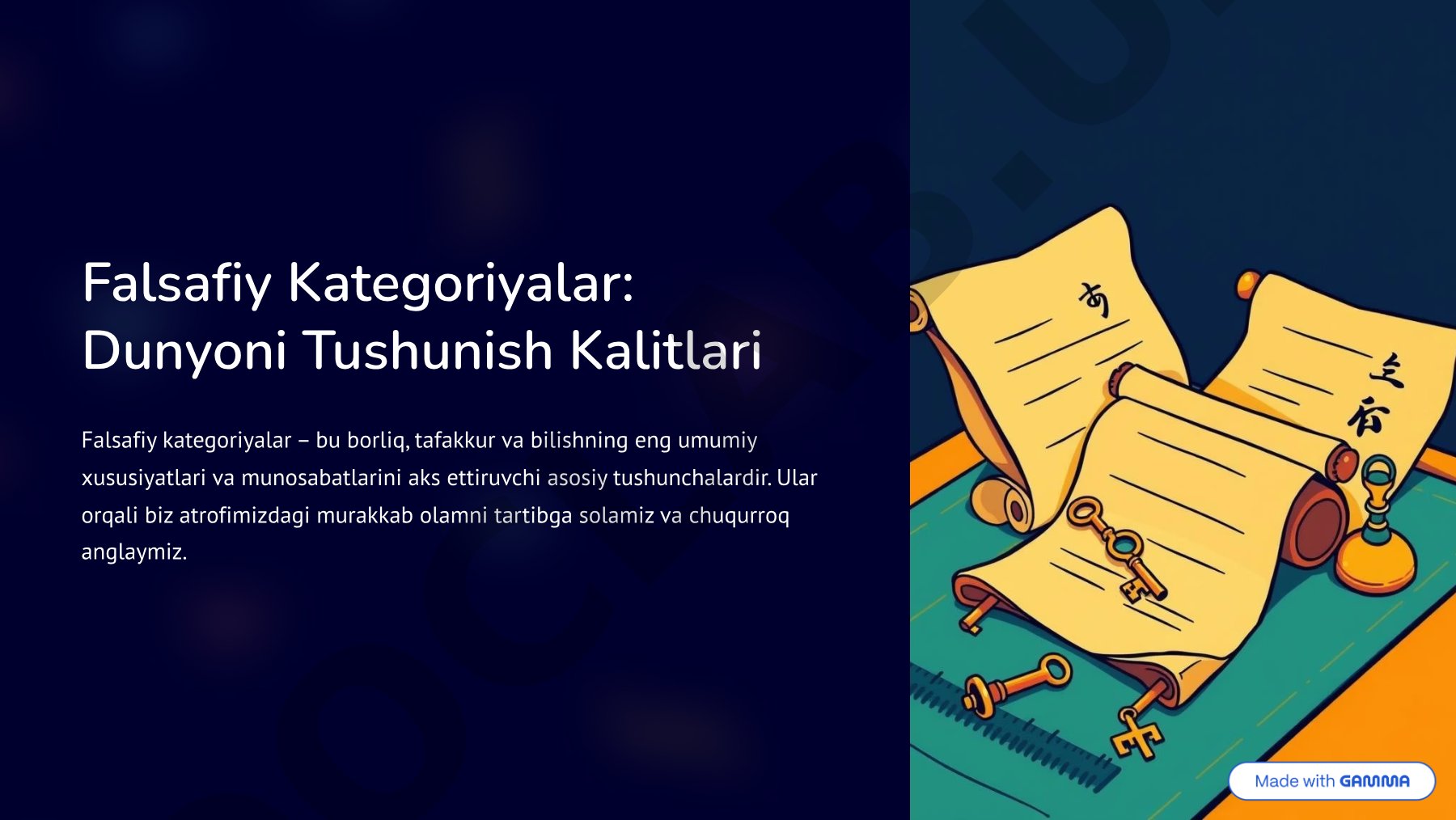 Falsafiy kategoriyalar: dunyoni tushunish kalitlari