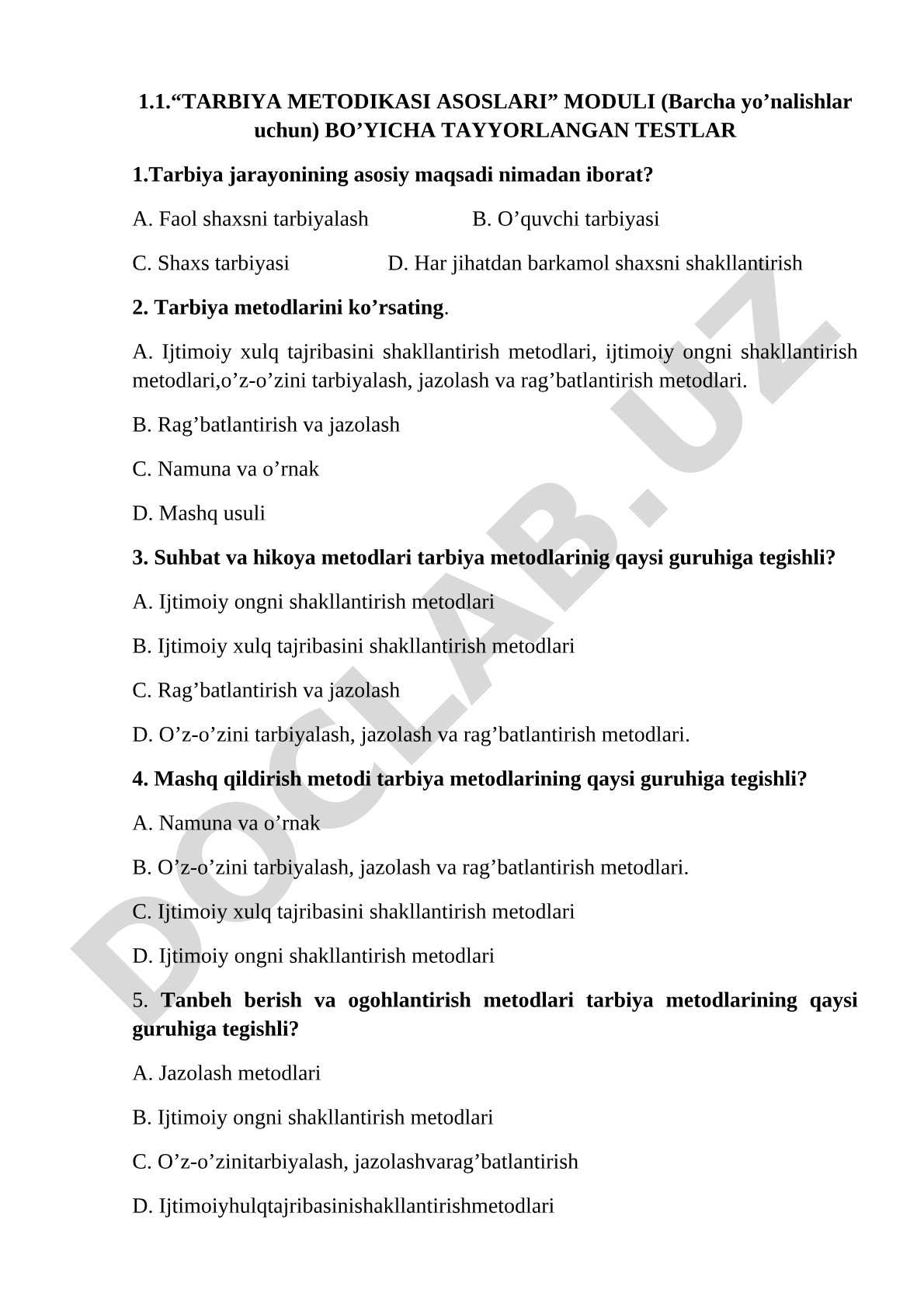 Tarbiya metodikasi asoslari