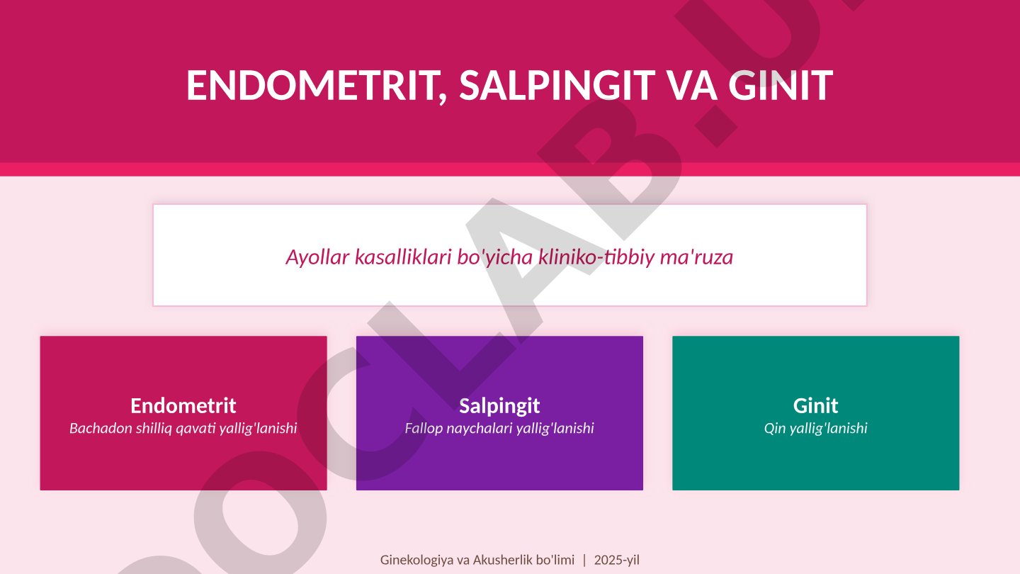 Endometrit, salpingit va ginit