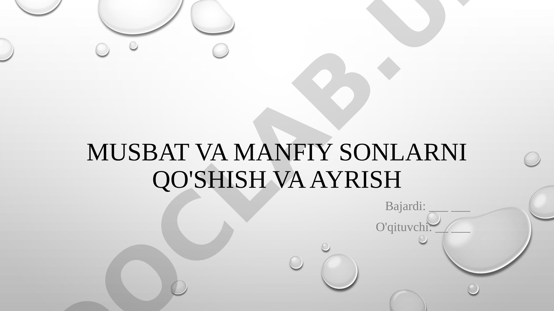 Musbat va manfiy sonlarni qo'shish va ayrish