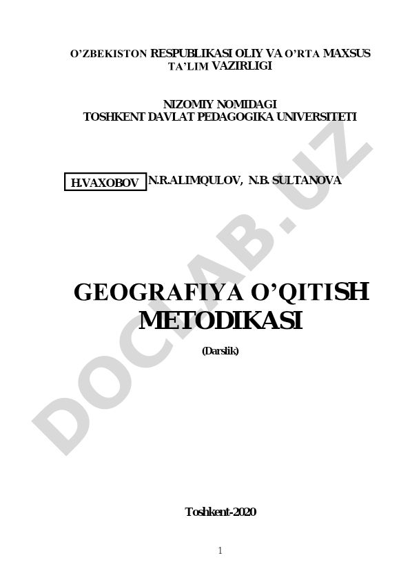 Geografiya o'qitish metodikasi