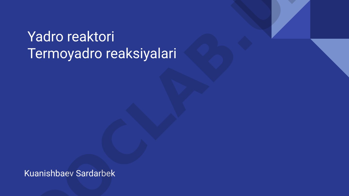 Yadro reaktori Termoyadro reaksiyalari