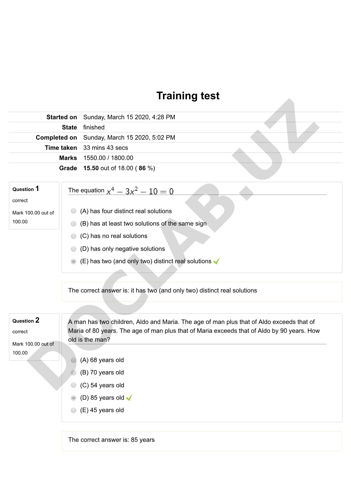 Mathematics and logic practice test