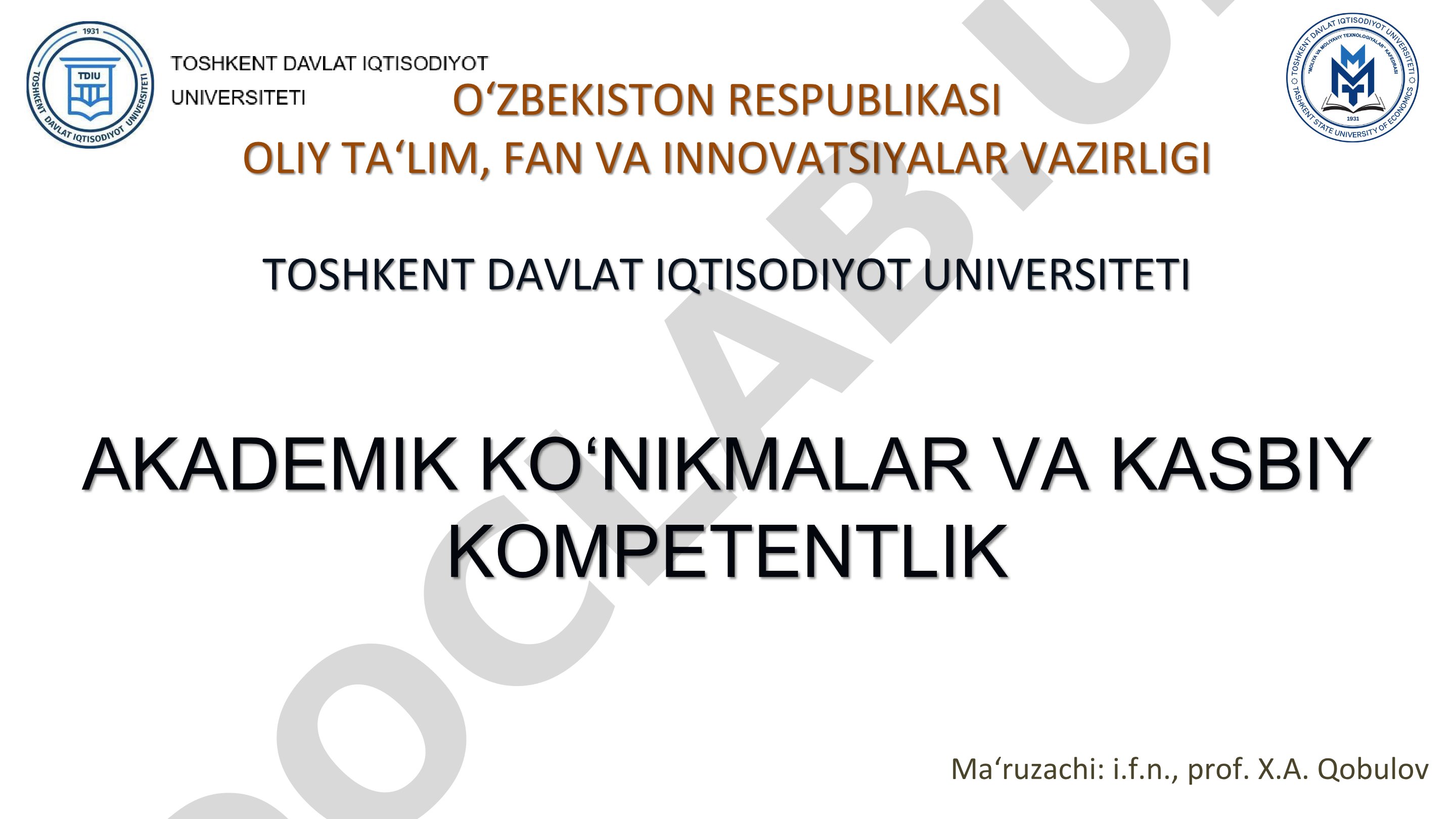 Akademik ko‘nikmalar va kasbiy kompetentlik