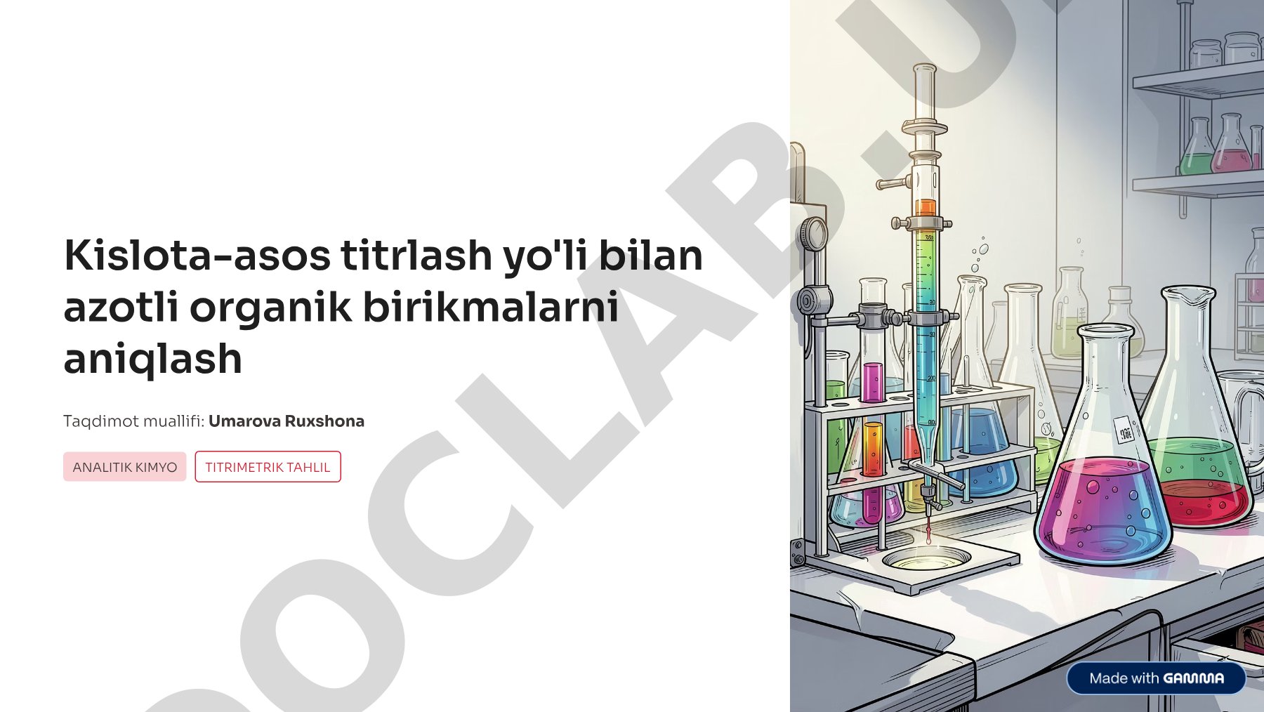 Kislota-asos titrlash yo'li bilan azotli organik birikmalarni aniqlash