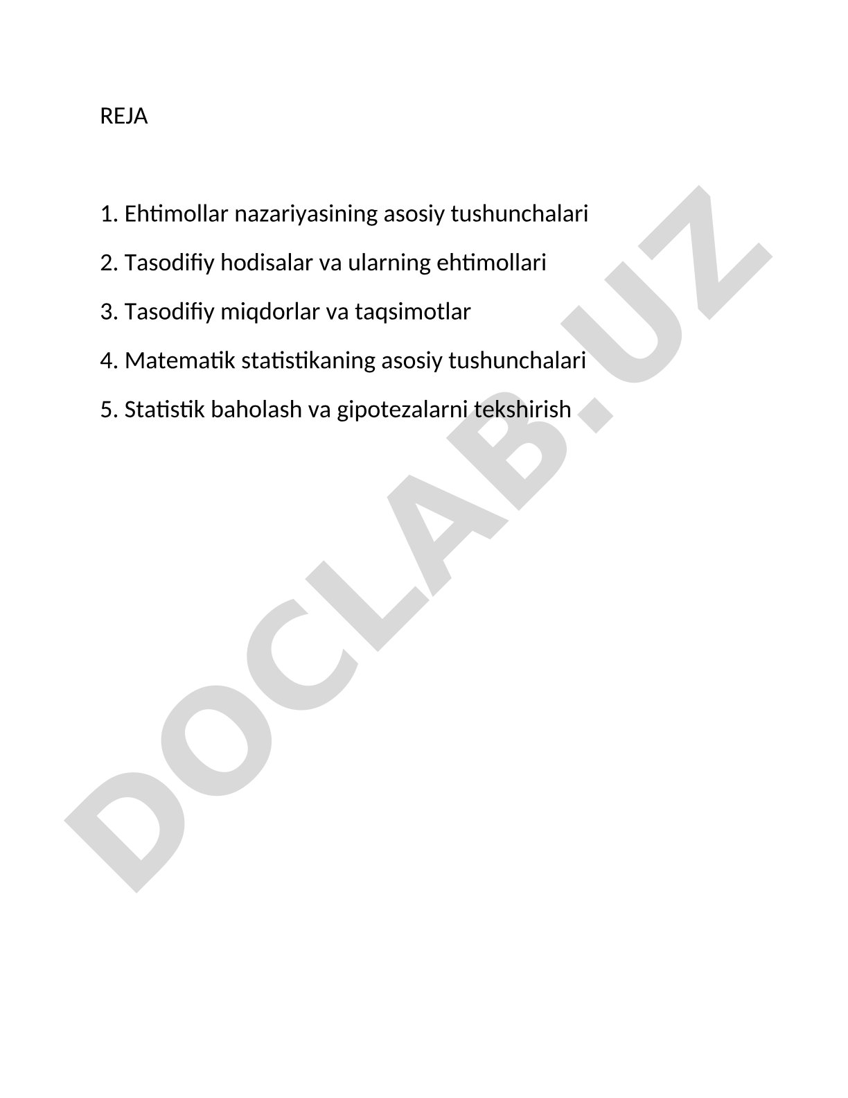 Ehtimollar nazariyasi va matematik statistika asoslari