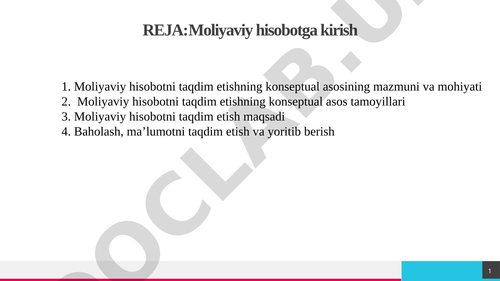 Moliyaviy hisobotga kirish va MXXS asoslari