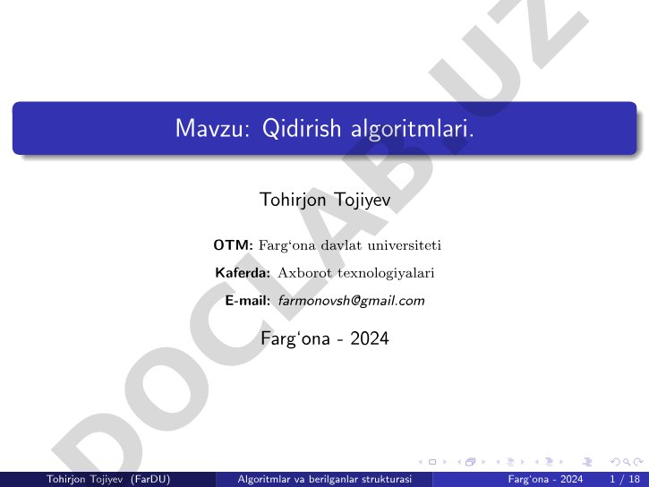 Qidirish algoritmlari haqida tushuncha, chiziqli, binar, interpolatsion, sakrash va