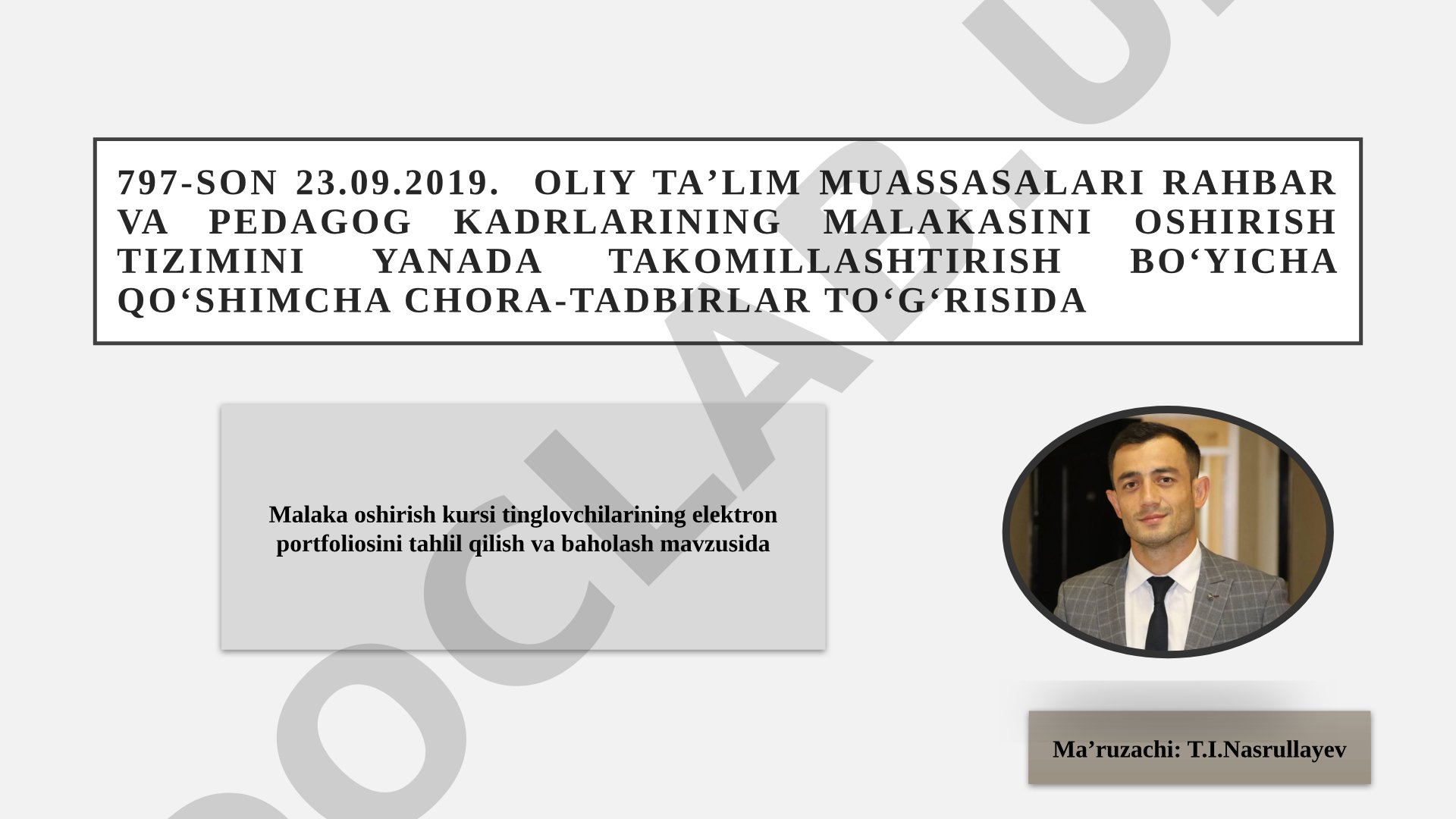 Malaka oshirish kursi tinglovchilarining elektron portfoliosini tahlil qilish va baholash