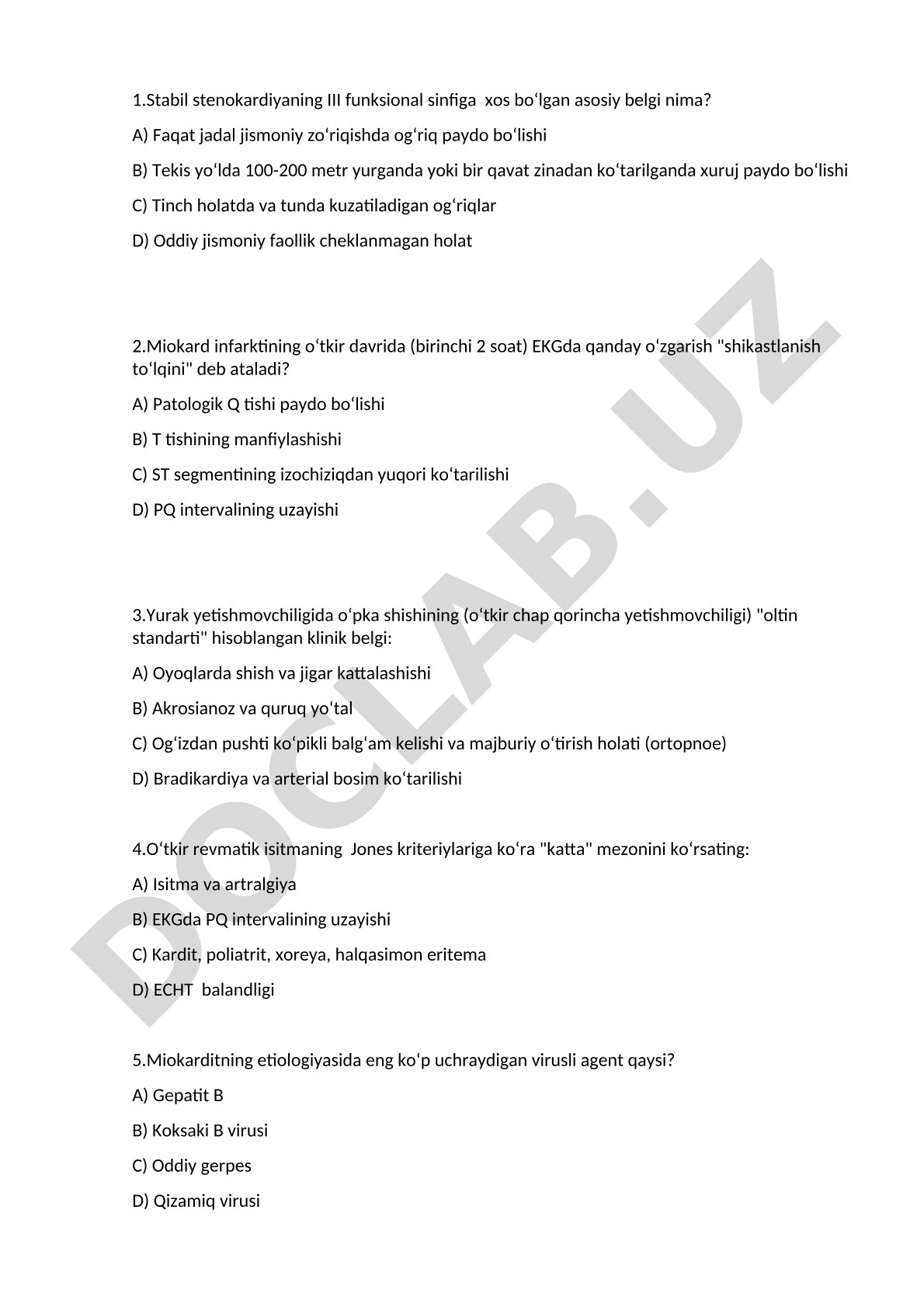 Stabil stenokardiya va miokard infarkti diagnostikasi