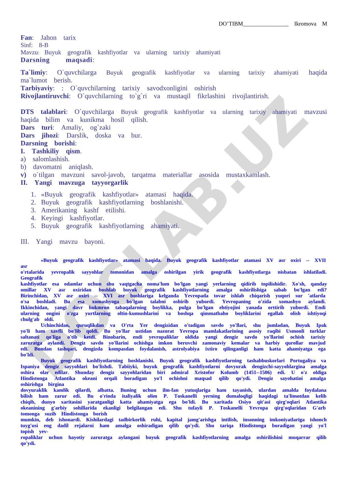 Buyuk geografik kashfiyotlar va ularning tarixiy ahamiyati