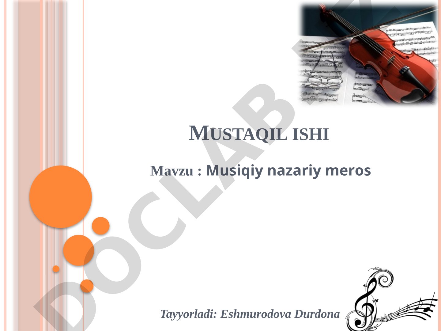 Forobiyning musiqiy nazariy merosi va musiqaning tarbiyaviy ahamiyati haqida taqdimot