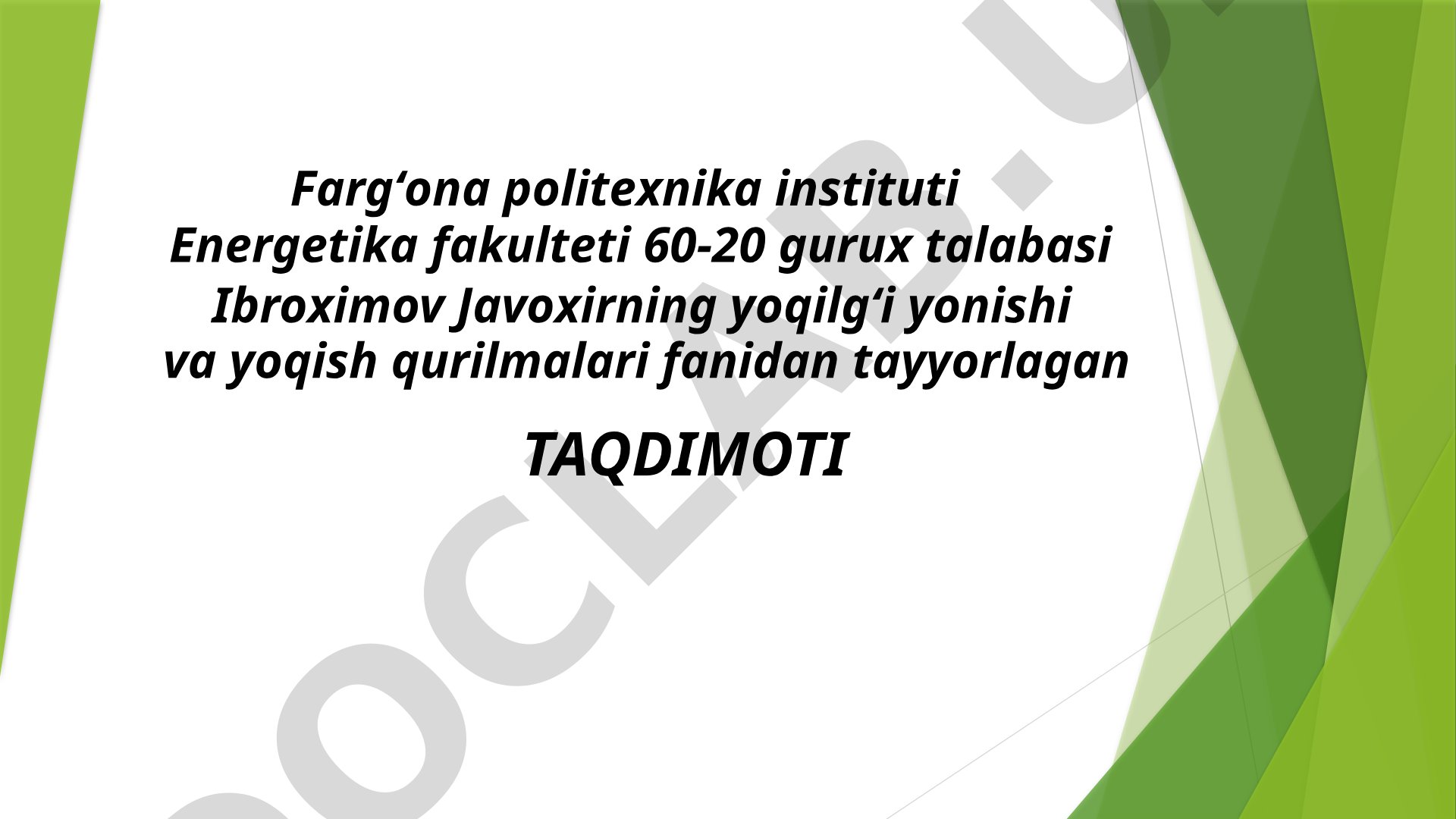 Qozon qurilmasining issiqlik balansi, foydali ish koeffitsienti va yoqilg‘i sarfi hisobi