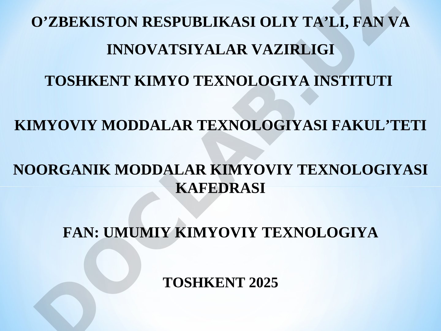 Umumiy kimyoviy texnologiya