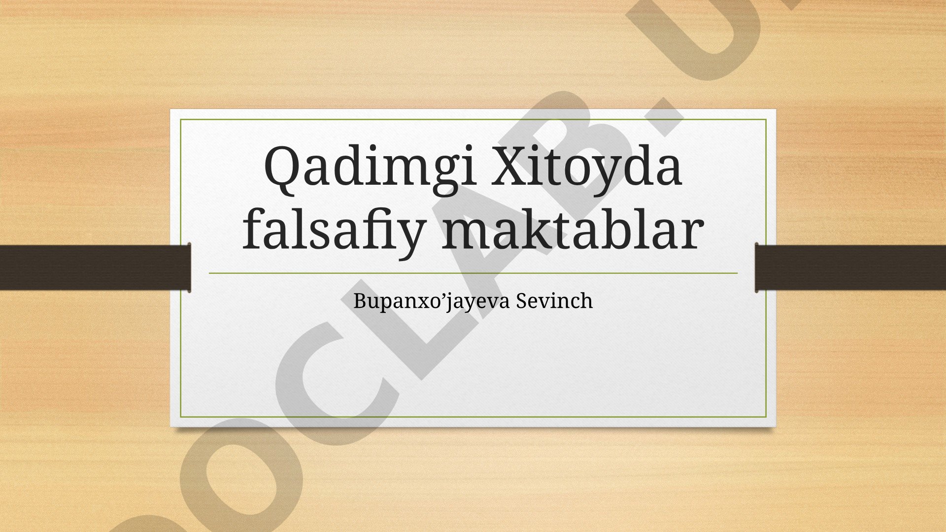 Qadimgi Xitoyda falsafiy maktablar