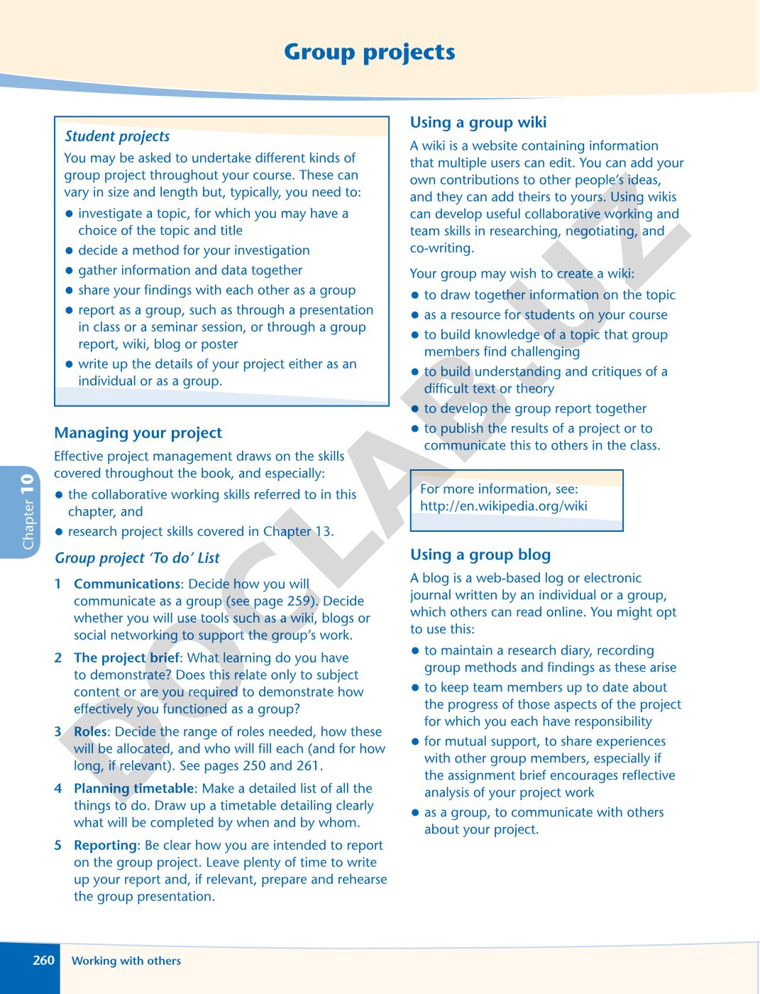 Group projects Managing your project