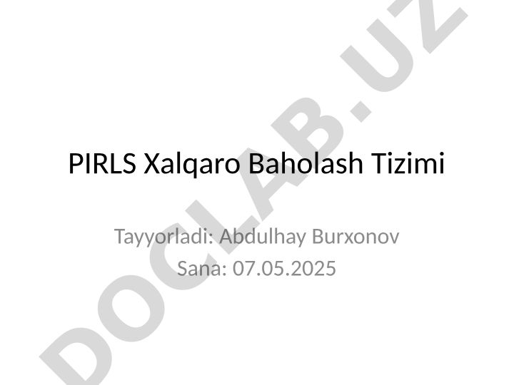 PIRLS Xalqaro Baholash Tizimi