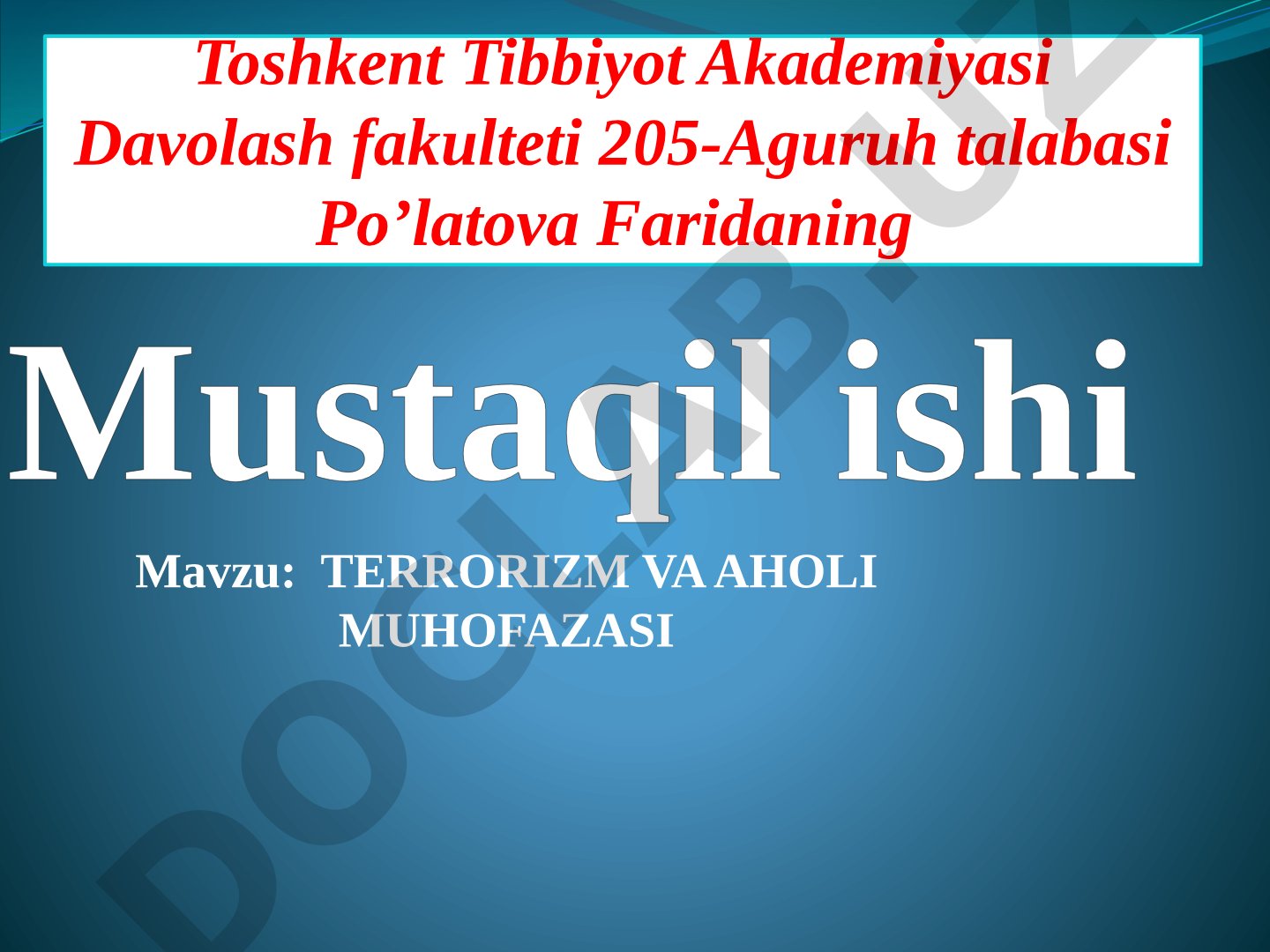 Terrorizm va aholi muhofazasi