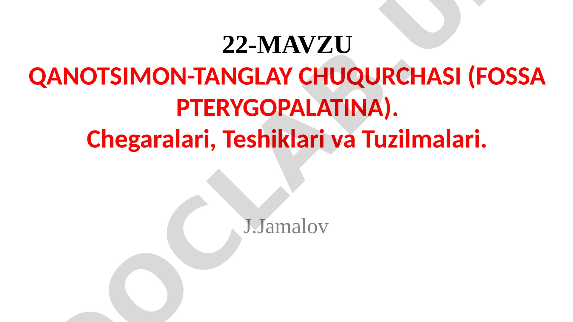 Qanotsimon-tanglay chuqurchasi (fossa pterygopalatina): chegaralari, teshiklari va tuzilmalari