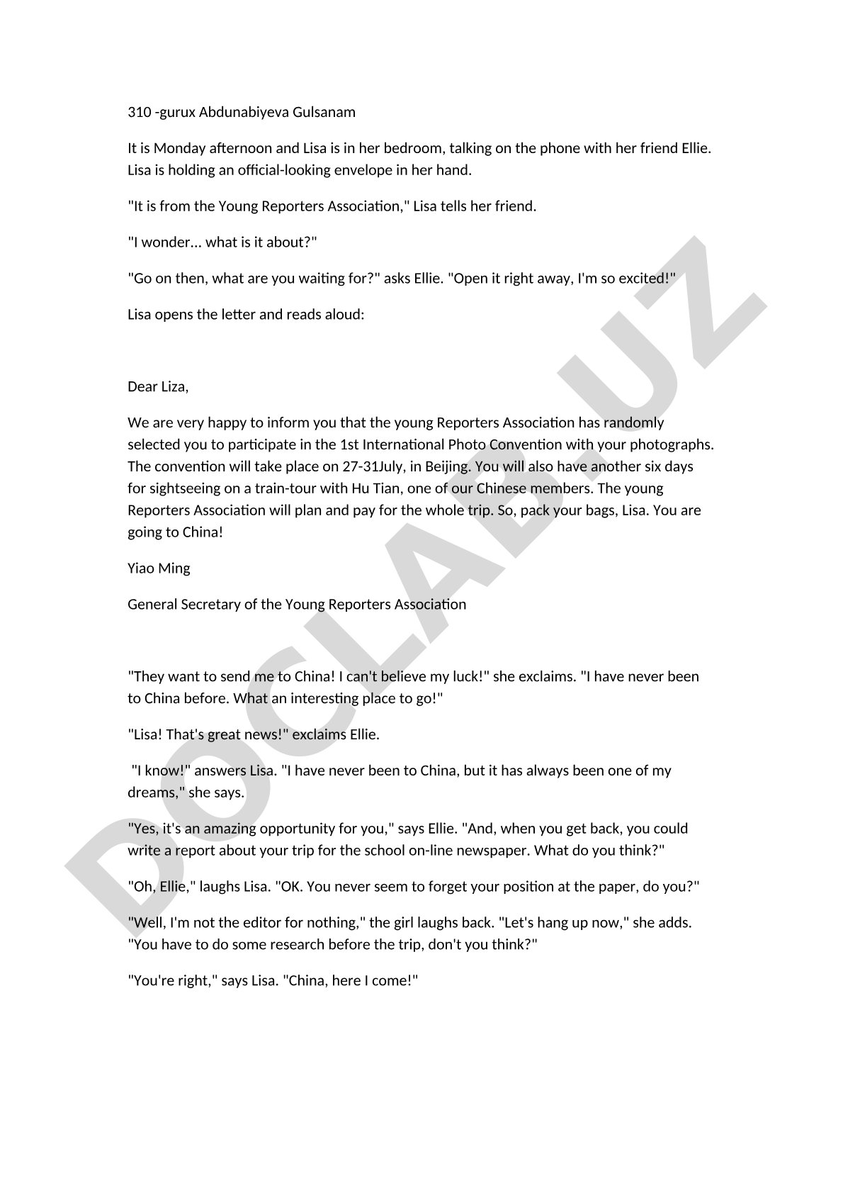Lisa's Invitation to International Photo Convention in China
