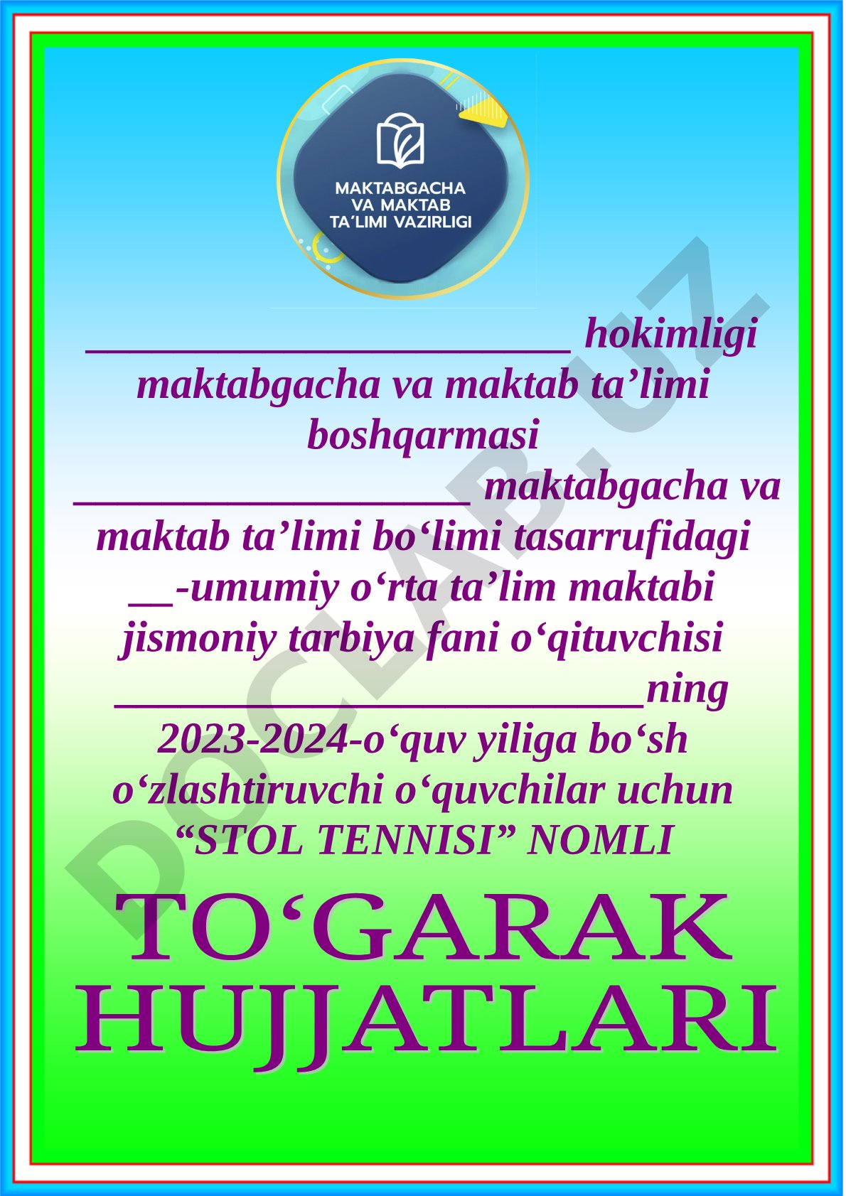 Bo‘sh o‘zlashtiruvchi o‘quvchilar uchun stol tennisi to‘garagi