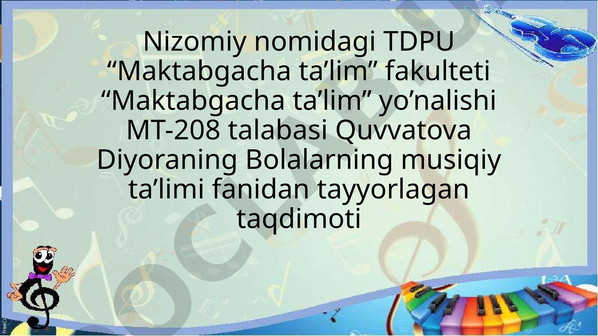 Musiqa mashg'ulotlarida bolalarga musiqa asboblarini chalishni o'rgatish