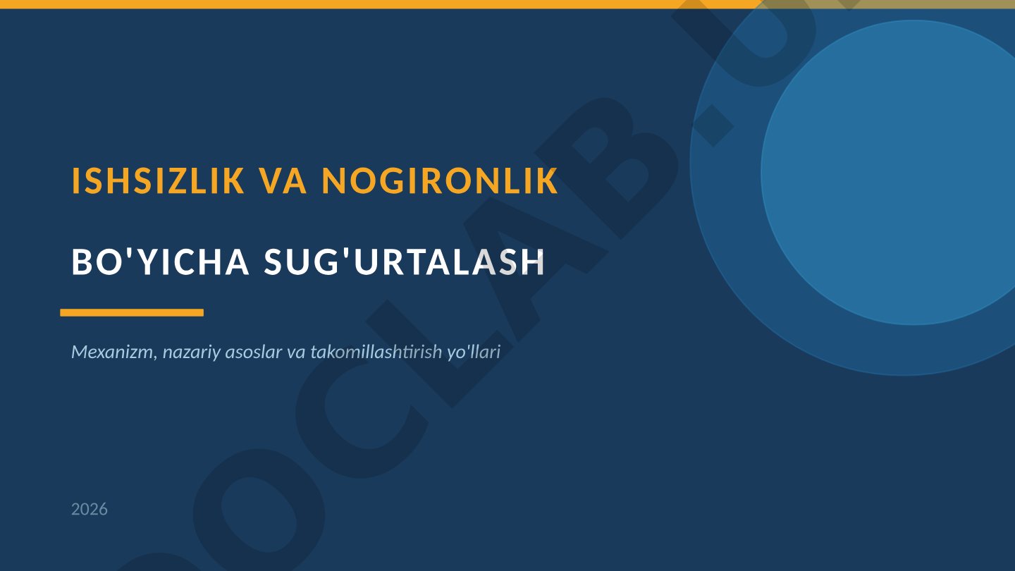 Ishsizlik va nogironlik bo'yicha sug'urtalash mexanizm, nazariy asoslar va takomillashtirish yo'llari