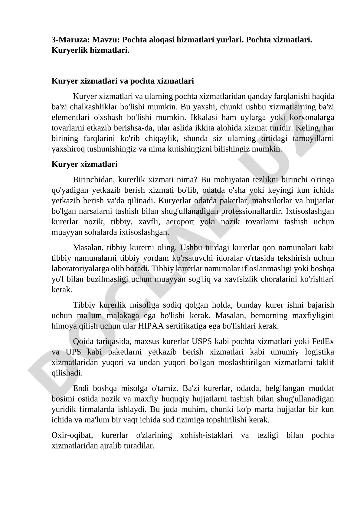 Pochta aloqasi hizmatlari yurlari
