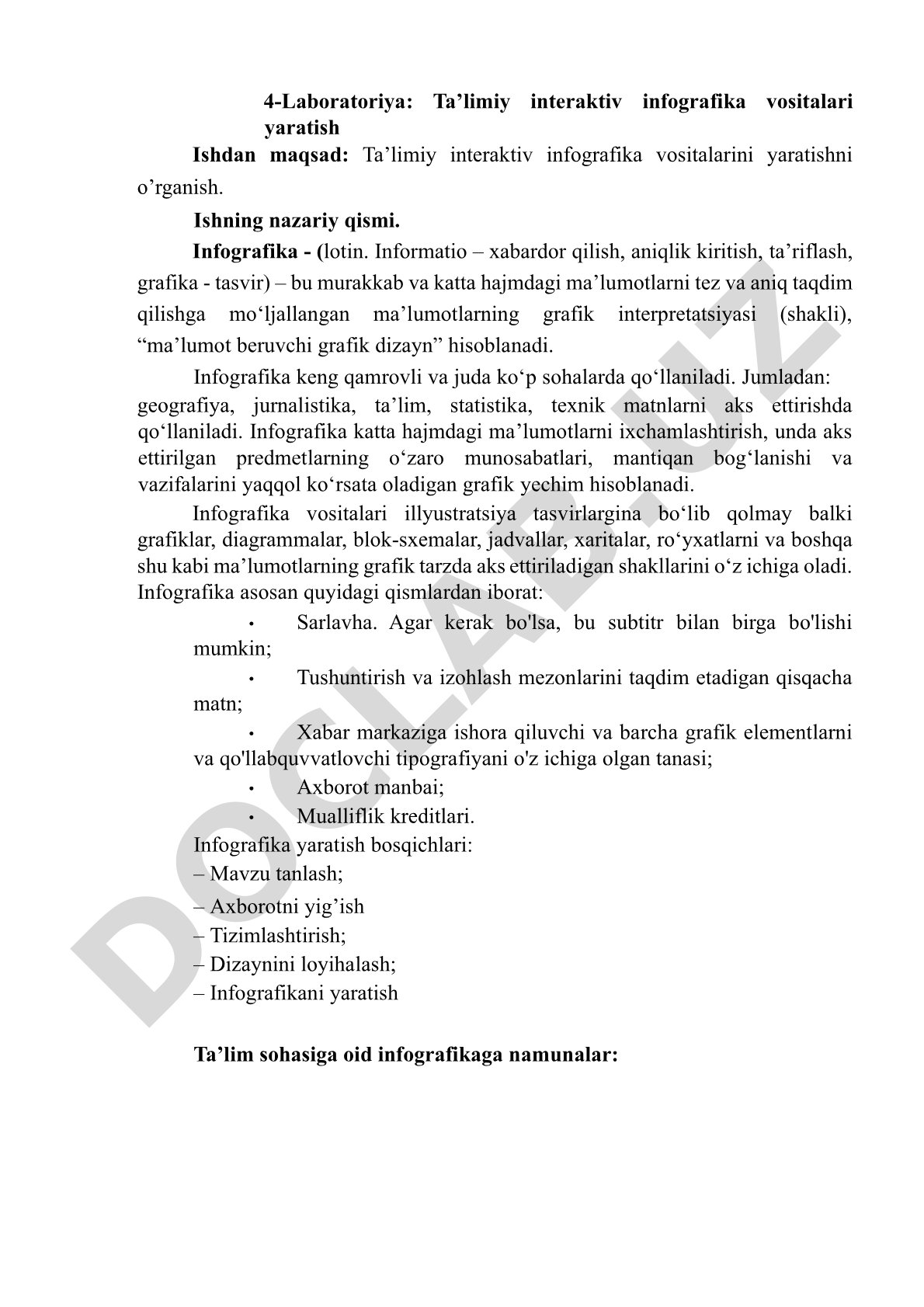 Ta’limiy interaktiv infografika vositalari yaratish